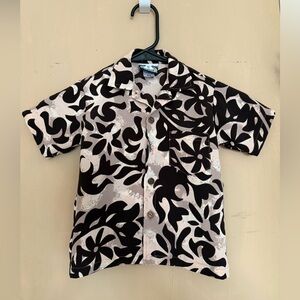 Manuhealii Boys Brown and Cream Button Down Aloha Shirt
